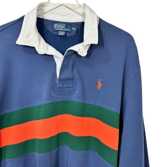 Polo Ralph Lauren Men's Rugby Sweatshirt XXL Pullover Blue Green Orange Pony - Picture 2 of 5